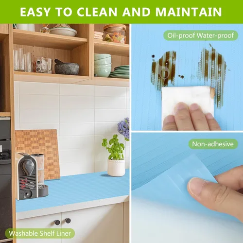 Miniatura 3 de Revestimiento de estante de cocina para gabinetes, revestimiento de cajón, revestimiento de gabinete no adhesivo, forros para refrigerador