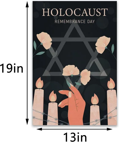 Miniatura 2 de Nepnuser Bandera de jardín del holocausto judíos de lino, Israel, judío, Shoah, Día del Recuerdo, para interiores y exteriores, decoración de patio