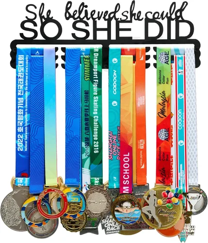 Goutoports Estante de exhibición para colgar medallas, organizador personalizado de cinta de premios para corredores de carreras deportivas, placas