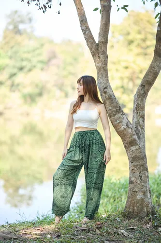 Miniatura 5 de Lannaclothesdesign Pantalones de harén para mujer, pantalones bohemios de elefante, ropa hippie de cintura alta con bolsillos para yoga