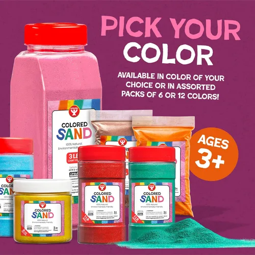 Miniatura 3 de Hygloss Arena de colores para manualidades – Botella de 1 libra, magenta – Juegos de arte de arena fina y colorida vibrante para niños – Actividades