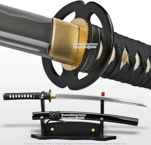 Miniatura 2 de Munetoshi Musashi Tsuba - Espada samurái Wakizashi hecha a mano Shoto de tamaño mediano, katana afilada