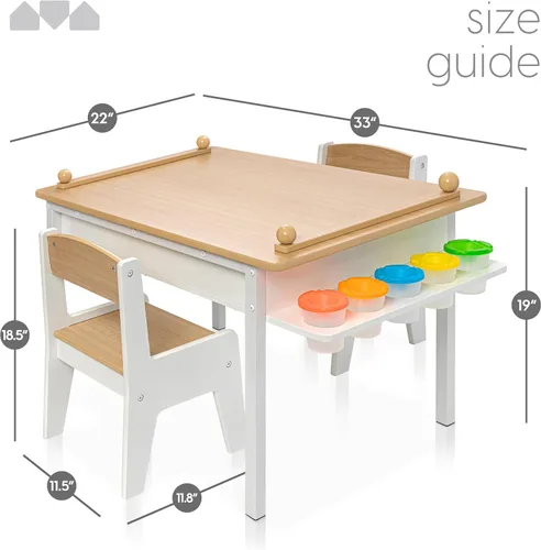Miniatura 3 de Milliard Juego de mesa y silla de arte 2 en 1 para niños, mesa de actividades con almacenamiento, transformación de caballete, 5 vasos de pintura