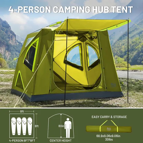 Miniatura 8 de Timber Ridge - Tienda de campaña instantánea emergente de 4 personas, fácil instalación en 60 segundos, tienda de familia resistente al clima