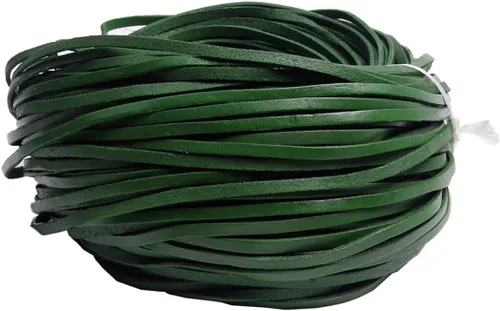 Miniatura 20 de Cuerda de cuero genuino de 21 yardas, cuerda plana de cuero trenzado para hacer joyas, collares, pulseras, cordones de zapatos, correas de bolsa
