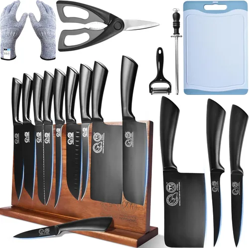 Miniatura 12 de XYJ Cuchillos auténticos desde 1986,Juego profesional de cuchillos de chef con bolsa, cuchillo de carnicero para bolsa de corte de carne Mitado Negro