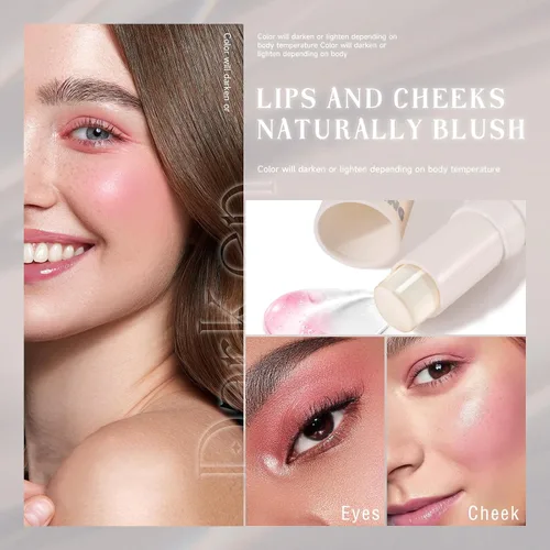 Miniatura 2 de NewBang Rubor en barra que cambia de color para maquillaje de mejillas, rubor transparente que cambia de temperatura, rosa crema, rubor mágico