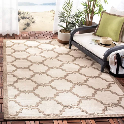 Miniatura 11 de SAFAVIEH Alfombra lavable al aire libre Courtyard Collection - 9 x 12 pies, beige y terracota, no desprende pelusa y fácil limpieza, ideal
