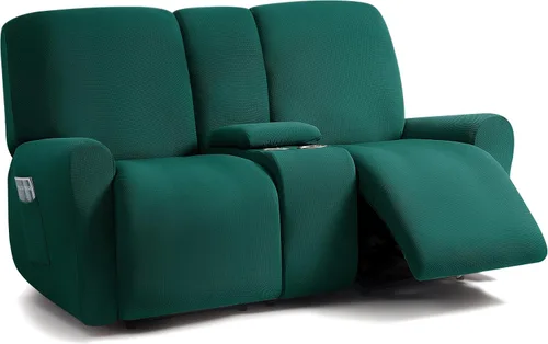Miniatura 14 de ULTICOR - Juego de 8 fundas para sofá reclinable de jacquard, fundas elásticas para sofá reclinable para 3 cojines, fundas gruesas, suaves y Gris