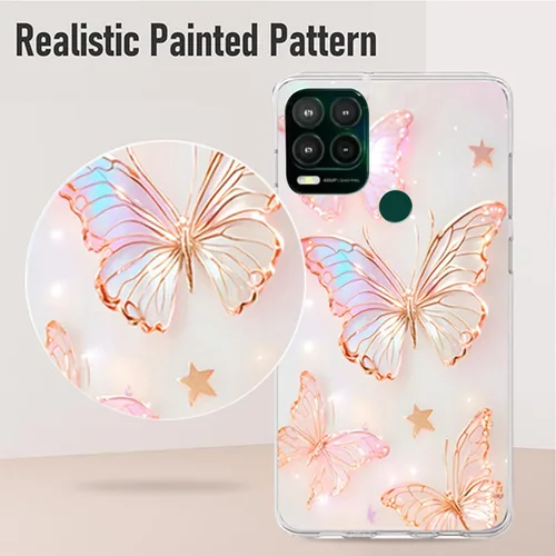 Miniatura 4 de Paquete de 2 fundas elegantes con purpurina de mariposa para Moto G Stylus 5G 2021, delgada y suave TPU de lujo, a prueba de golpes, para adultos