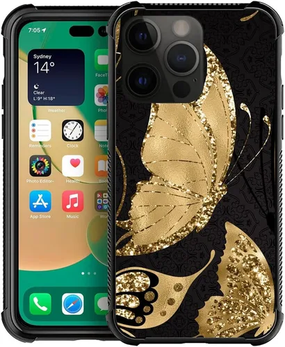 Miniatura 42 de DJSOK Compatible con funda para iPhone 13 Pro Max, fundas doradas de mariposa y rosa para iPhone 13 Pro Max para mujeres y niñas, diseño