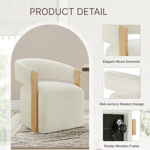 Miniatura 6 de KISLOT Juego de 4 sillas de comedor tapizadas, sillas de comedor modernas con ruedas, sillón de madera lateral de cocina con asiento de cojín