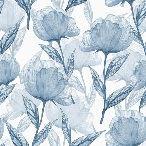Marca Heroad Papel tapiz floral bohemio despegable y adhesivo de 16.1"x393", papel de contacto con flores azules para gabinetes, impermeable,