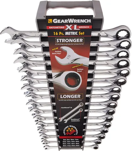 Miniatura 2 de GEARWRENCH XL Juego de llaves de trinquete métricas combinadas de 16 piezas, 12 puntos - 85099