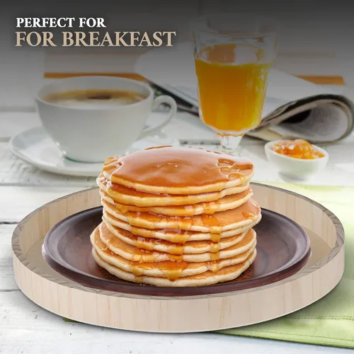 Miniatura 7 de Bandejas redondas de madera para servir, bandeja de desayuno anidada, bandejas de madera para organizar y catering