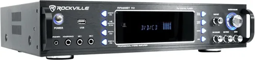 Miniatura 2 de Rockville RPA60BT V2, amplificador mezclador de 1000 W de 2 canales, Bluetooth, USB, entradas de micrófono, controles de ecualización, para DJs