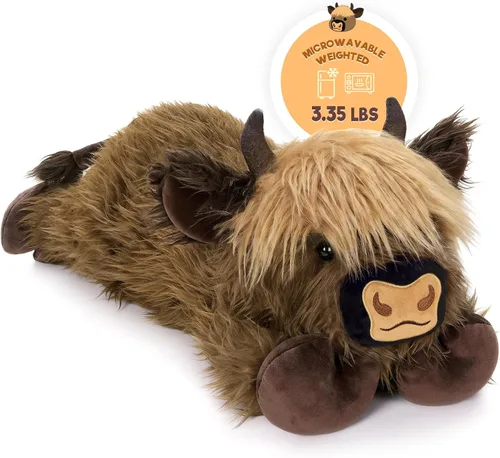 Onsoyours - Animales de peluche originales de vaca de las tierras altas con peso de 3.35 libras, 20 pulgadas, grandes para microondas para aliviar