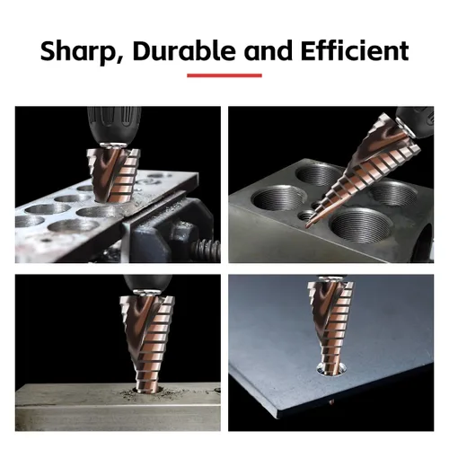 Miniatura 6 de HUHAO Juego de brocas escalonadas, 3 brocas de acero de alta velocidad ranuradas en espiral para chapa de aluminio, metal, madera, perforación