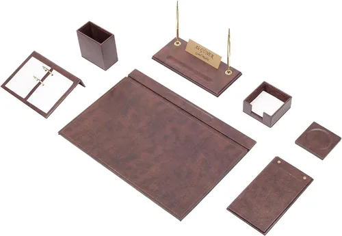 Miniatura 16 de Juego de escritorio de cuero, juego de organizador de escritorio, accesorios de escritorio de oficina, soporte para calendario, 9 accesorios