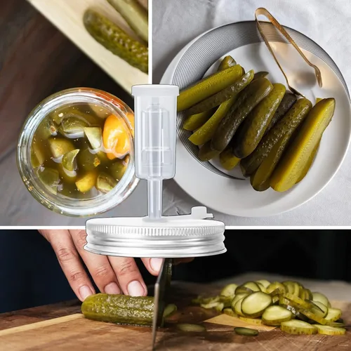 Miniatura 8 de Laffeya Tapas de fermentación, tapa de tarro Mason y cerraduras de aire para fermentación (juego de 4), tapas de fermentación de frasco de boca