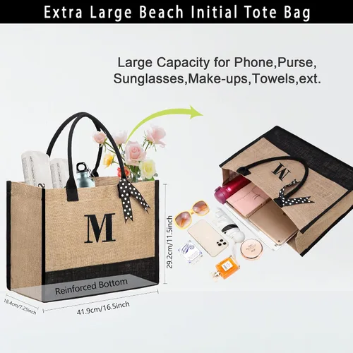 Miniatura 2 de BeeGreen Regalos para mujer, bolsa de lona con bolsillo bordado, bolsa de mano personalizada para amiga, mamá, profesora, hermana