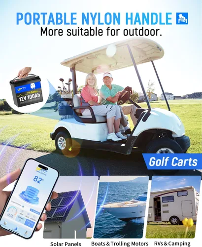 Miniatura 8 de Mini batería de litio LiFePO4 de 12 V 100 Ah con Bluetooth, grupo 24 de BCI, BMS de 100 A inteligente, hasta 15 000 ciclos, monitoreo a través
