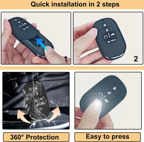 Miniatura 3 de 2 fundas de goma de silicona para llavero compatibles con (5 botones) Honda Accord Civic HR-V CR-V Pilot Sport SI EX EX-L Touring 2022 2023