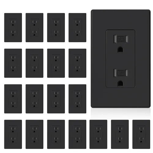 Miniatura 40 de ELEGRP Toma de corriente decorativa de pared, resistente a manipulaciones, 15 amperios, enchufe eléctrico de pared estándar, grado residencial