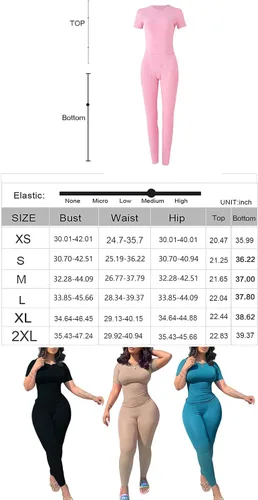 Miniatura 2 de LICOBOD Ropa de descanso acanalada casual 2 piezas conjunto de pantalones cortos para mujer sólido ajustado manga corta cuello redondo top +