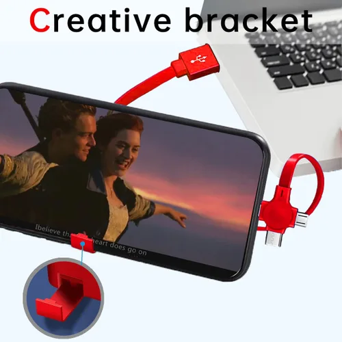 Miniatura 6 de Gartmost 6 unidades 3 en 1 retráctiles múltiples cargadores rápidos Cable a granel (3.28 pies) con USB C/Micro USB/L y soporte para teléfono