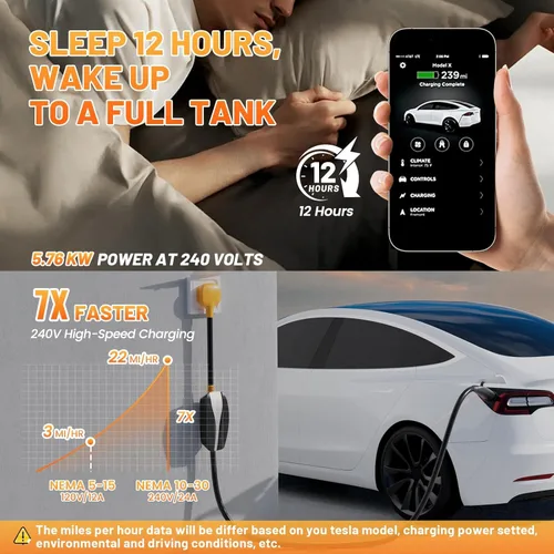 Miniatura 8 de MECMO Adaptador NEMA 10-30 para Cargador Móvil Tesla Gen 2, 24 Amp 240V, Adaptadores Inteligentes 10-30P para Conectores de Cargadores Móviles