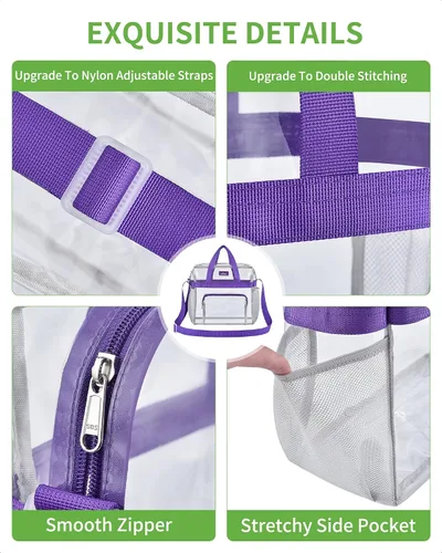 Miniatura 3 de MAY TREE Bolsa transparente para eventos en estadios de 12 x 6 x 12 pulgadas, bolsa de almuerzo transparente con correas reforzadas para trabajo