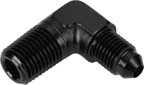 Miniatura 5 de 3AN macho Flare a 1/4 NPT tubo macho 90 grados codo adaptador unión aluminio negro