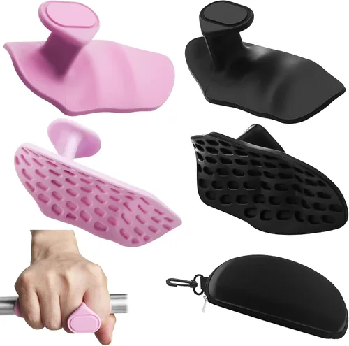 Miniatura 9 de Puños para levantamiento de pesas, guantes de entrenamiento ergonómicos para mujeres y hombres, agarres de goma para gimnasio sin dedos, agarres