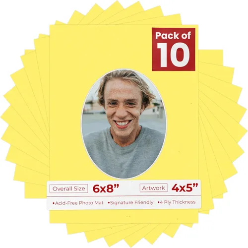 Miniatura 80 de Alfombrilla de 6 x 8 pulgadas, corte biselado para fotos de 4 x 5 pulgadas, diseño ovalado de color gris medio, sin ácidos, mate para proteger tus