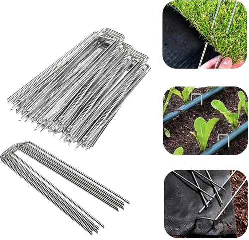DaTpuik Grapas resistentes para jardines, pasadores de césped de acero galvanizado de 6 pulgadas, estacas antioxidantes para barrera de malezas,