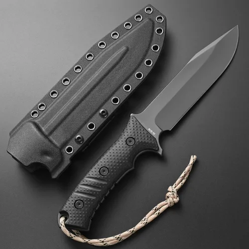 Miniatura 3 de Gtkii GTK2 cuchillo de hoja fija de acero AUS-10 con mango de nylon y fibra de vidrio de espiga completa, cuchillos de herramienta EDC para camping