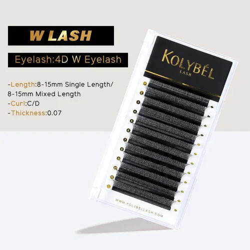 Miniatura 5 de KOLYBEL Extensión de pestañas W con floración automática, volumen 4D, pestañas postizas en abanico 0.07 C/D, rizo de visón sintético, color negro