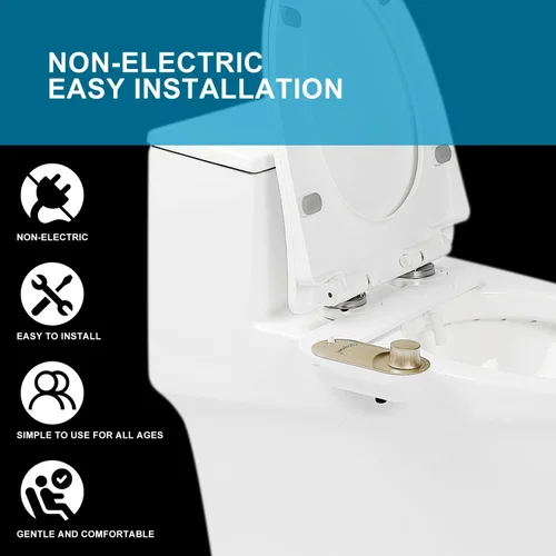 Miniatura 5 de Bidé, accesorio de bidé para inodoro, rociador de bidé de agua dulce no eléctrico con boquilla de autolimpieza, control de presión ajustable
