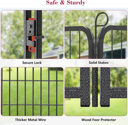 Miniatura 4 de Corralito para perros, 40 pulgadas de altura, 14 paneles de valla resistente para perros con puerta, corral de ejercicio antioxidante para perros
