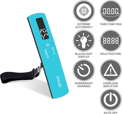 Miniatura 2 de BAGAIL BASICS Báscula digital de equipaje, báscula de equipaje colgante de 110 libras con pantalla LCD retroiluminada, báscula de pesaje portátil