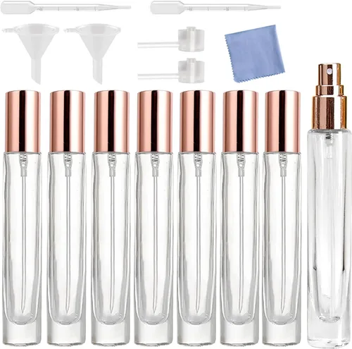Miniatura 8 de Mini spray de perfume de 0.3 fl oz, botella de vidrio atomizador, botellas de perfume recargables, botella pequeña de spray de niebla fina, botella