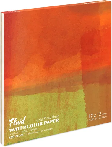 Miniatura 10 de Bloque de papel de acuarela fluida, 6 x 8 pulgadas, 15 hojas, 140 libras (300 g/m²), bloque prensado en frío para pintura artística y medios húmedos