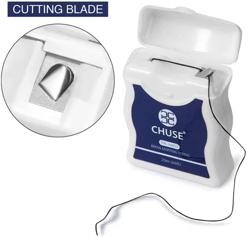 Miniatura 2 de CHUSE Cuerda de mapeo de cejas para microblading, preentintada, hilo fino de carbón de bambú de 66 pies (65.6 ft) - 0.039 in