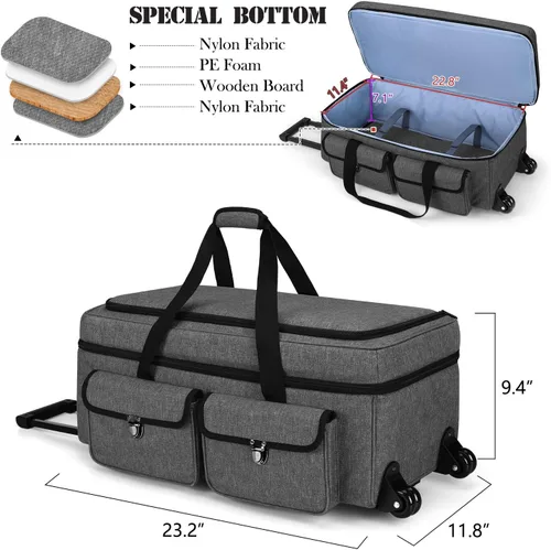 Miniatura 6 de Yarwo Rolling Craft - Bolsa de mano con ruedas compatible con Cricut Maker 4, Maker 3, Explore 5, Explore 4, Explore 3, Cameo 4/5, funda de Gris