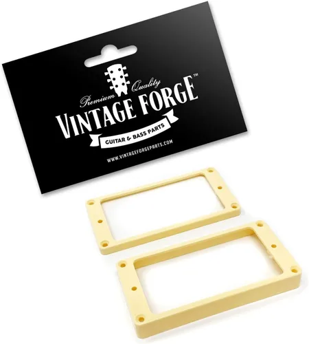 Miniatura 2 de Juego de anillos de montaje Humbucker de fondo plano crema (puente y cuello) compatible con Gibson Les Paul SG Guitars HR2020F-CRM Negro