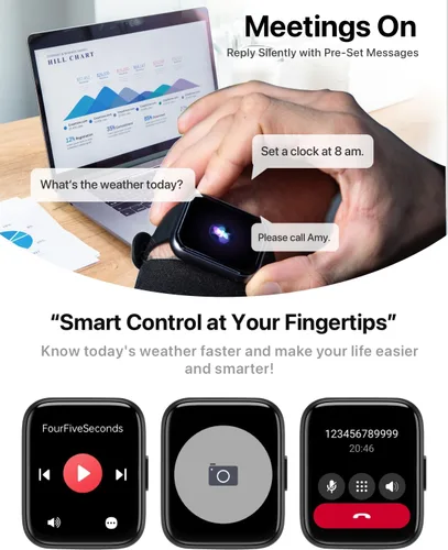 Miniatura 6 de Reloj inteligente con Alexa integrado, pantalla táctil HD de 1.83 pulgadas, rastreador de actividad física con llamadas Bluetooth, más de 120 modos