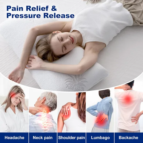 Miniatura 5 de MLILY Almohada cervical para dormir de lado, almohada cervical para el dolor de cuello, almohada de espuma viscoelástica con infusión de carbón