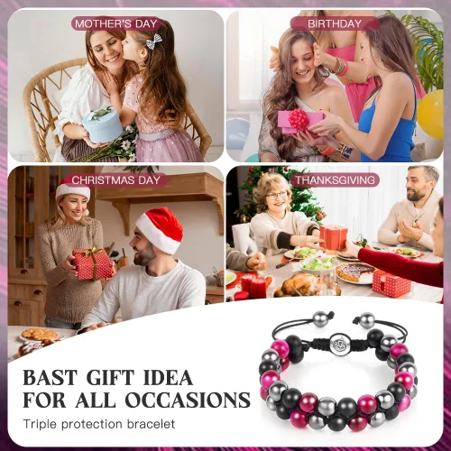 Miniatura 29 de Triple Protection Bracelet - for Protect & Balance - Energy Crystal Handmade Bracelets for Men Women
