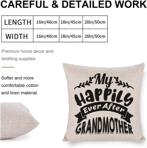 Miniatura 2 de Fundas de almohada de 16 x 16 pulgadas, decoración de granja con texto en inglés "My Happily Ever After Grandmother", fundas de cojín para el hogar